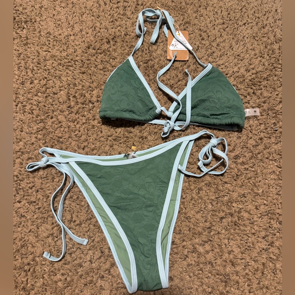 Green and Blue Women's Bikini Set